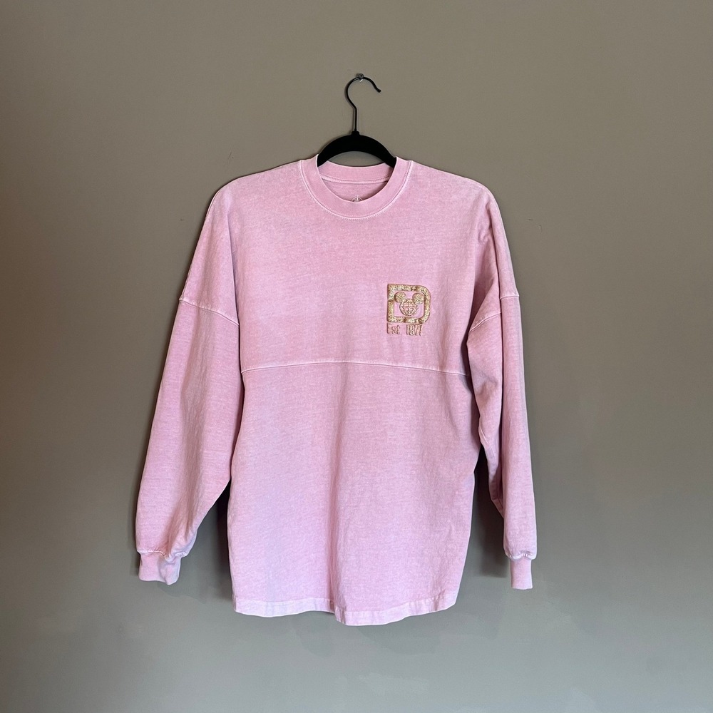 Walt Disney World Spirit Jersey Pink Rose Gold Glitter Puff Print XS